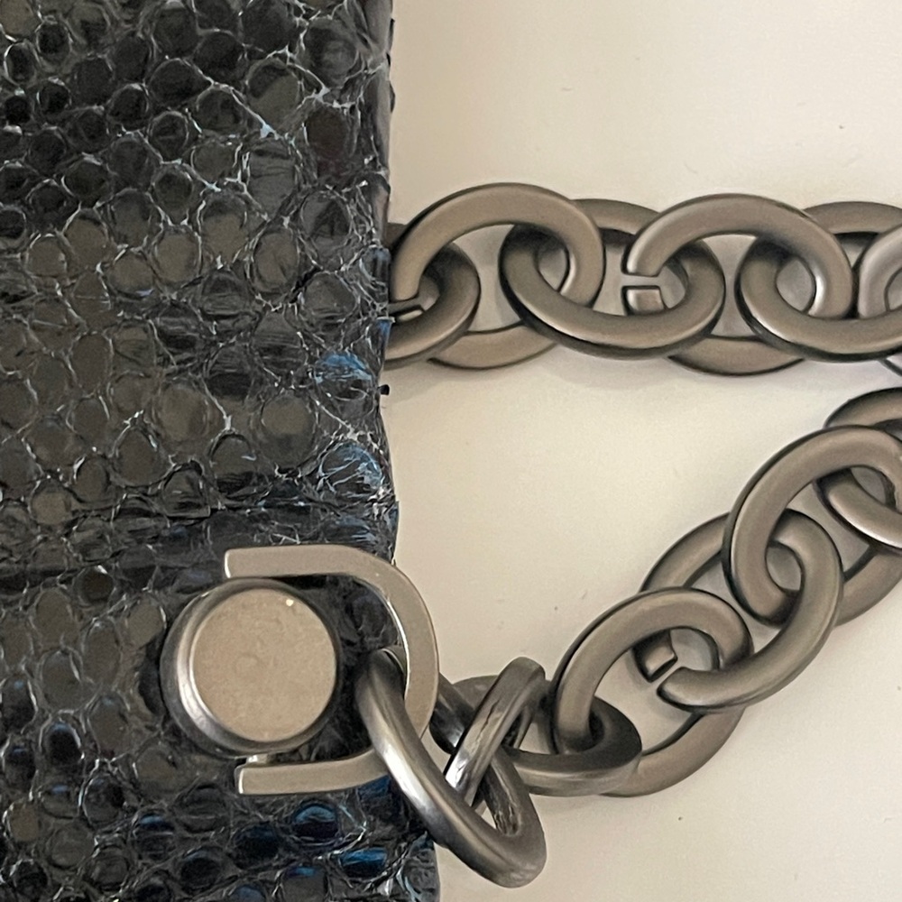 Anmale Black And Blue Python Snakeskin Leather - image 7